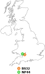 map showing distance between BS32 and NP44