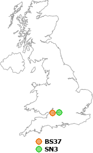 map showing distance between BS37 and SN3
