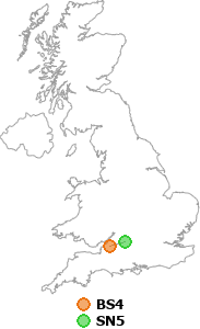 map showing distance between BS4 and SN5