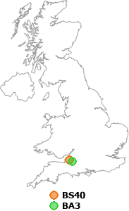 map showing distance between BS40 and BA3