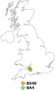 map showing distance between BS40 and BA4