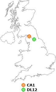 map showing distance between CA1 and DL12