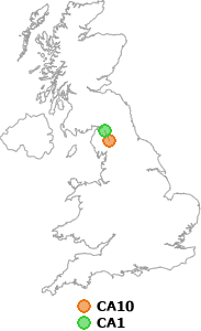 map showing distance between CA10 and CA1