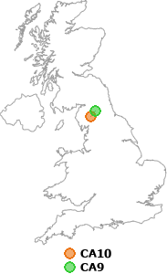 map showing distance between CA10 and CA9
