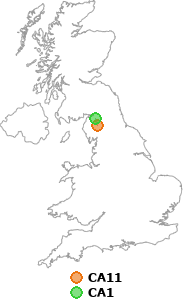 map showing distance between CA11 and CA1