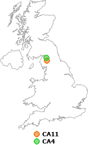 map showing distance between CA11 and CA4