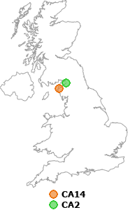 map showing distance between CA14 and CA2