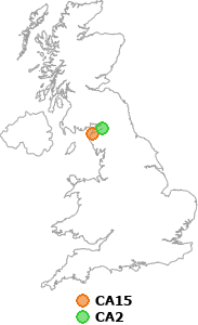 map showing distance between CA15 and CA2