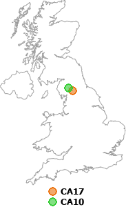 map showing distance between CA17 and CA10