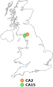 map showing distance between CA2 and CA15