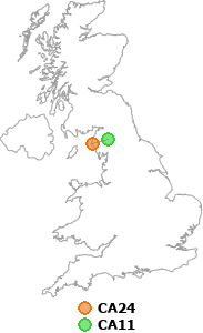 map showing distance between CA24 and CA11