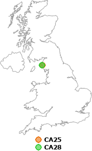 map showing distance between CA25 and CA28