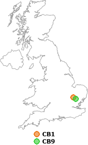 map showing distance between CB1 and CB9