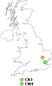 map showing distance between CB3 and CM4