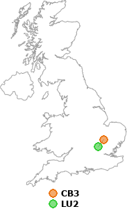 map showing distance between CB3 and LU2