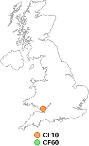 map showing distance between CF10 and CF60