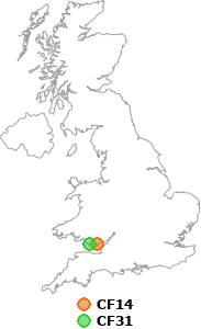 map showing distance between CF14 and CF31