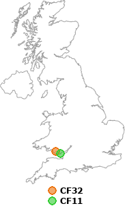 map showing distance between CF32 and CF11