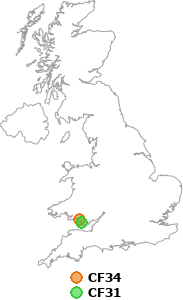 map showing distance between CF34 and CF31