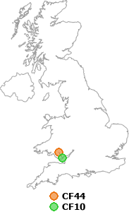 map showing distance between CF44 and CF10
