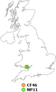 map showing distance between CF46 and NP11