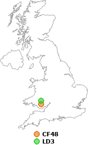 map showing distance between CF48 and LD3