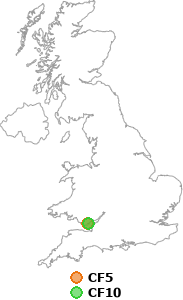 map showing distance between CF5 and CF10