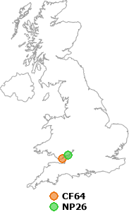 map showing distance between CF64 and NP26