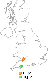 map showing distance between CF64 and TQ12
