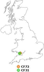 map showing distance between CF72 and CF31