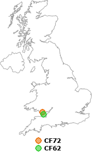 map showing distance between CF72 and CF62