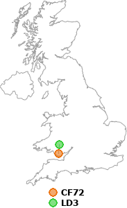 map showing distance between CF72 and LD3