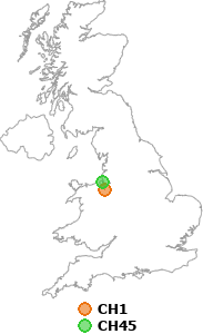 map showing distance between CH1 and CH45