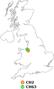 map showing distance between CH2 and CH63