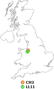 map showing distance between CH2 and LL11