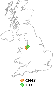 map showing distance between CH43 and L33