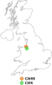 map showing distance between CH49 and CH4