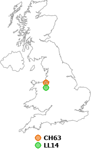 map showing distance between CH63 and LL14