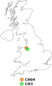 map showing distance between CH64 and CH3