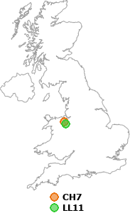 map showing distance between CH7 and LL11