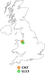 map showing distance between CH7 and LL13