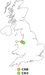 map showing distance between CH8 and CH3
