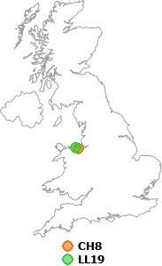 map showing distance between CH8 and LL19