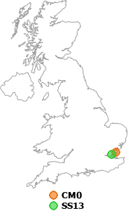 map showing distance between CM0 and SS13