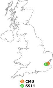 map showing distance between CM0 and SS14
