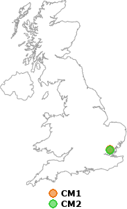 map showing distance between CM1 and CM2