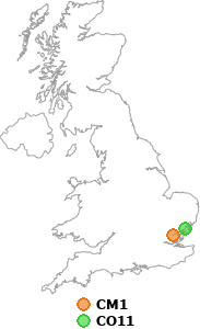 map showing distance between CM1 and CO11