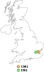 map showing distance between CM1 and EN1