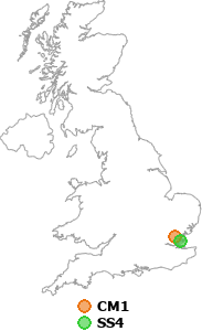 map showing distance between CM1 and SS4