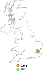 map showing distance between CM1 and SS5